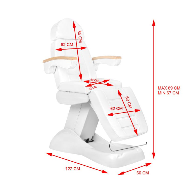 COSMETIC ELECTRIC CHAIR. LUX WHITE / BEECH 3M CONTROLLED BY PHONE AND WIRELESS REMOTE