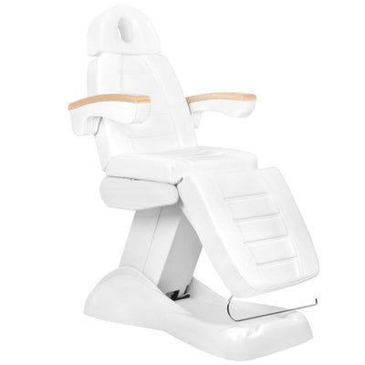 COSMETIC ELECTRIC CHAIR. LUX WHITE / BEECH 3M CONTROLLED BY PHONE AND WIRELESS REMOTE